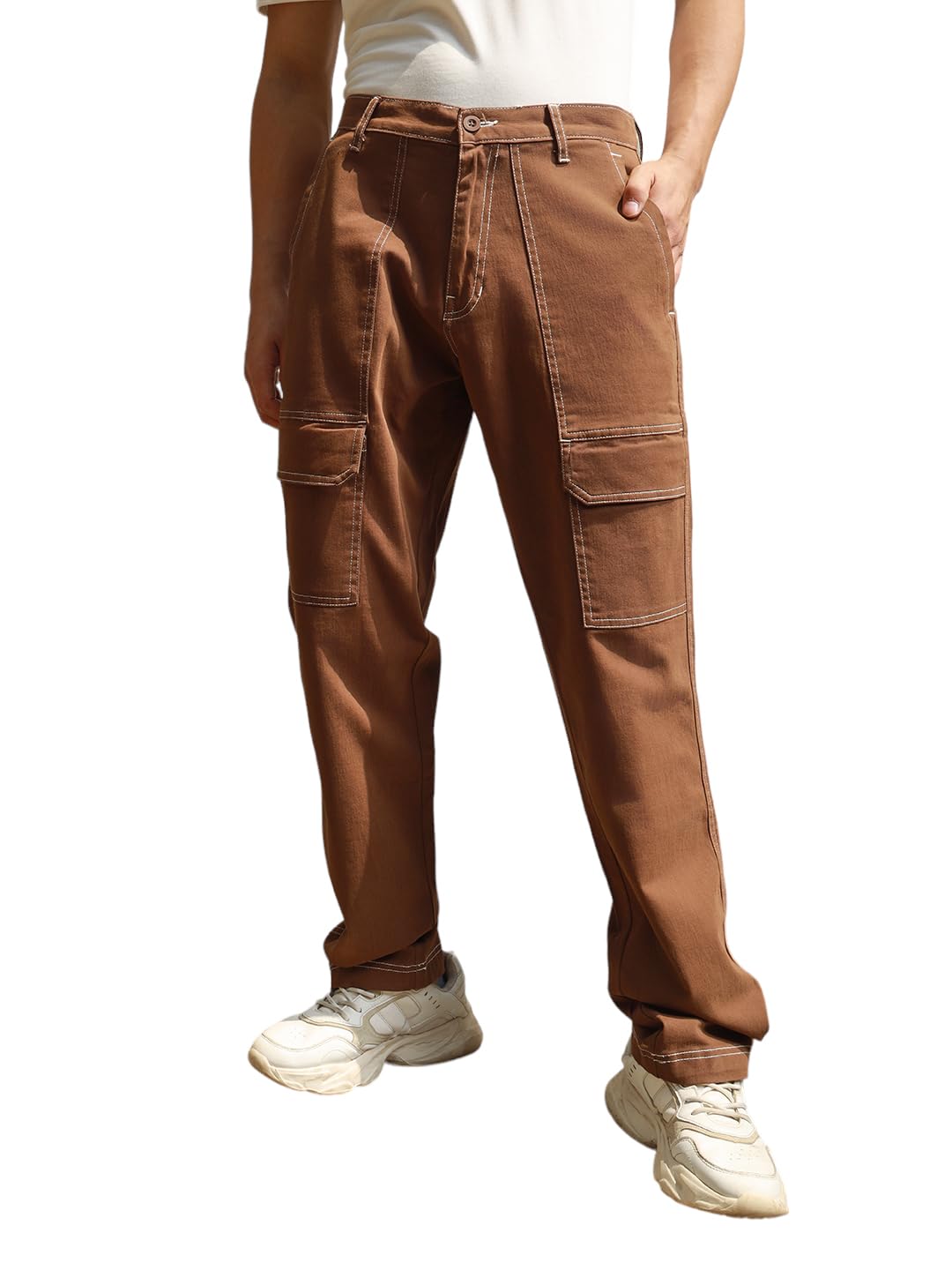 hubberholme Men Black Smart Casual Summer Cotton Loose Fit Solid Trousers-picture-15