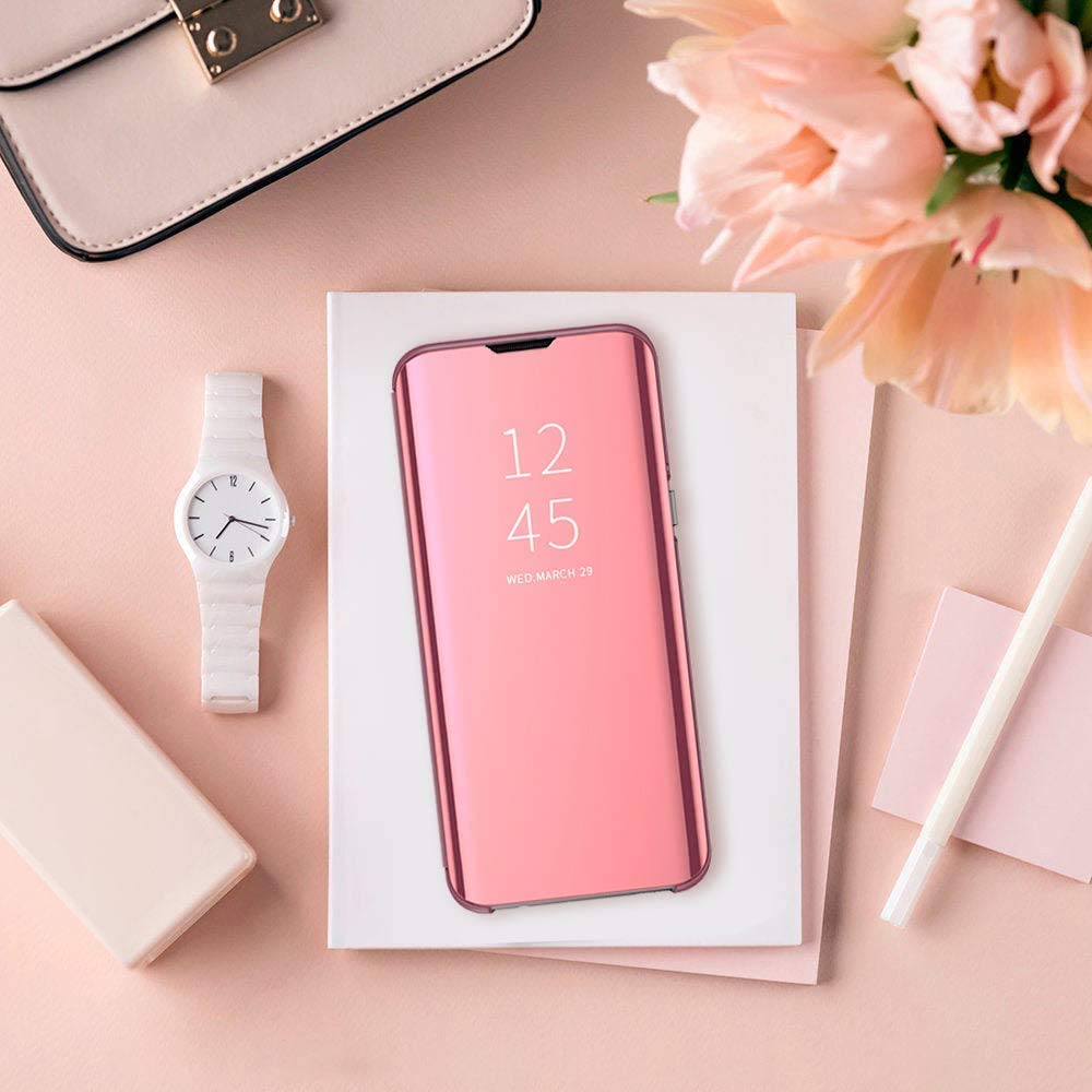 Cover Protettiva PC PU HAOYE Cover Per Xiaomi Redmi Note 14 Pro Plus 5G, Premio PC/PU Custodia Con Specchio, Smart View Mirror Flip Case, Clear View Standing Flip Cover Con Supporto Pieghevole