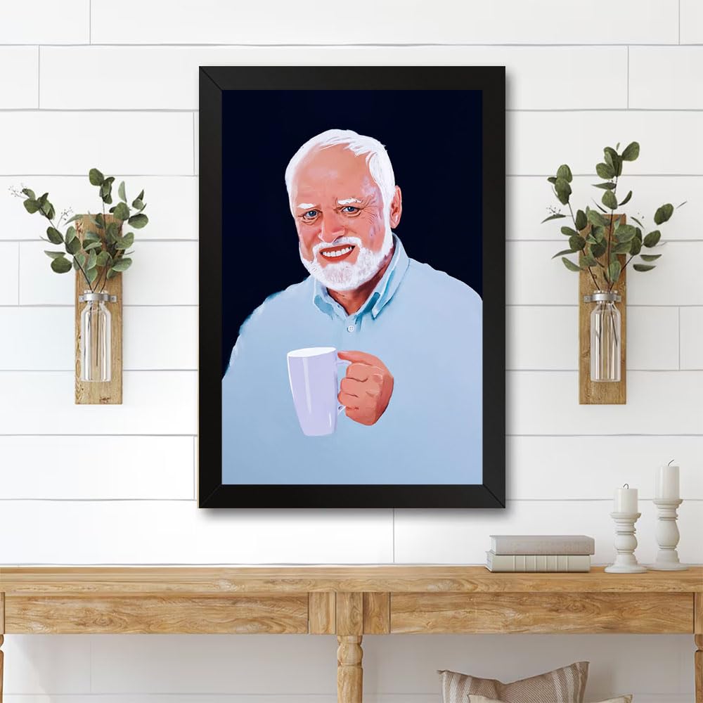 GADGETS WRAP Printed Photo Frame Matte Painting for Home Office Studio Living Room Decoration (11x14inch Black Framed) - Hide The Pain Harold