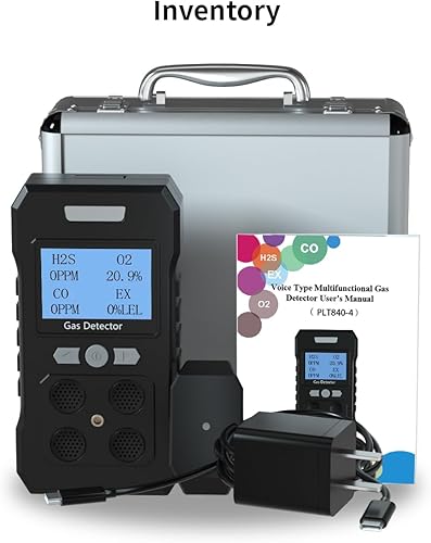 Miniatura 7 de Gas Detector, Portable 4 Gas Monitor with Audible & Visual AlarmH2S,O2,CO and EX Rechargeable Gas Sniffer Alarm with LCD Display (Black)