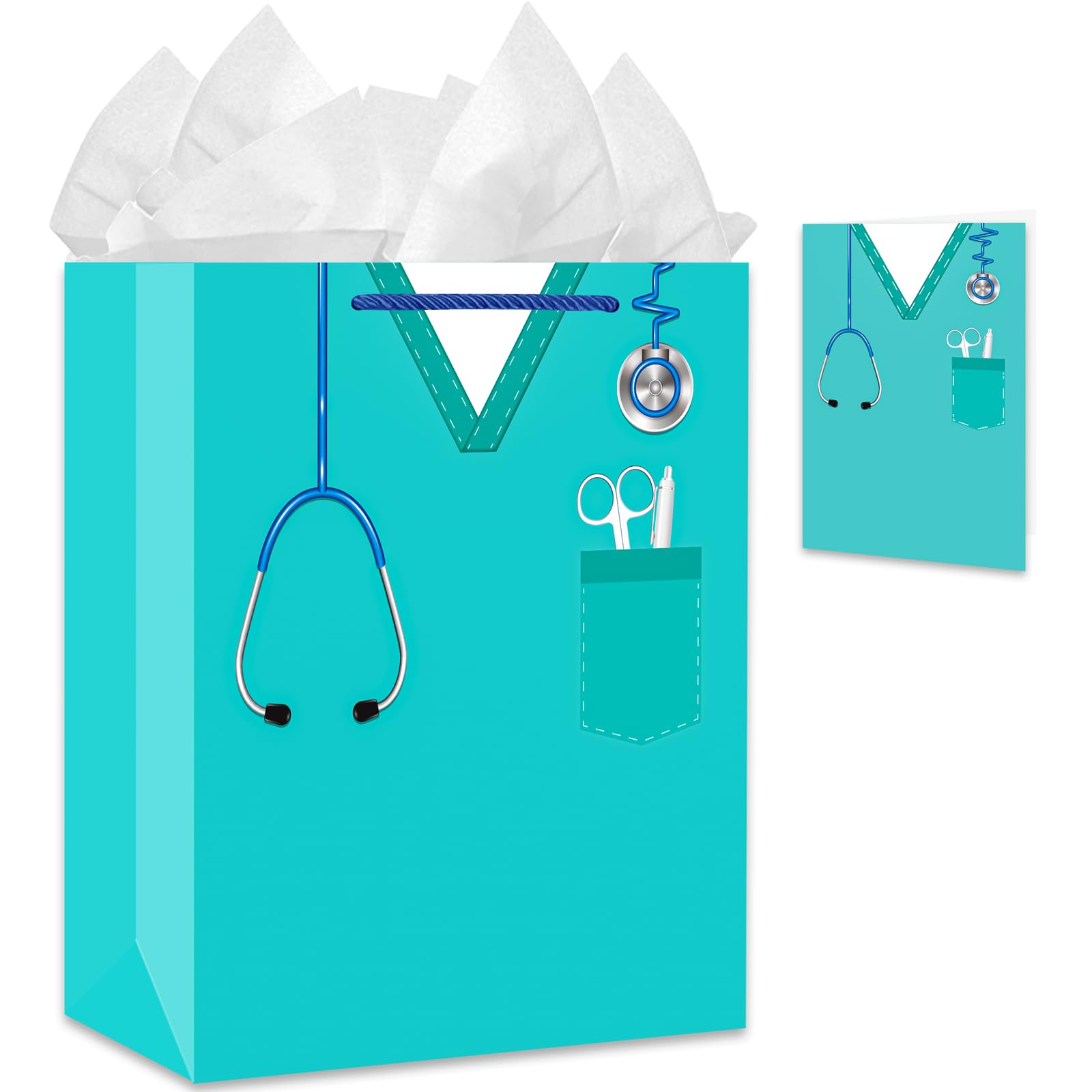 JUESMOS Nurse Graduation Gift Bag - 13" Large Bag with Tissue Paper for New Nurses & Medical Professionals