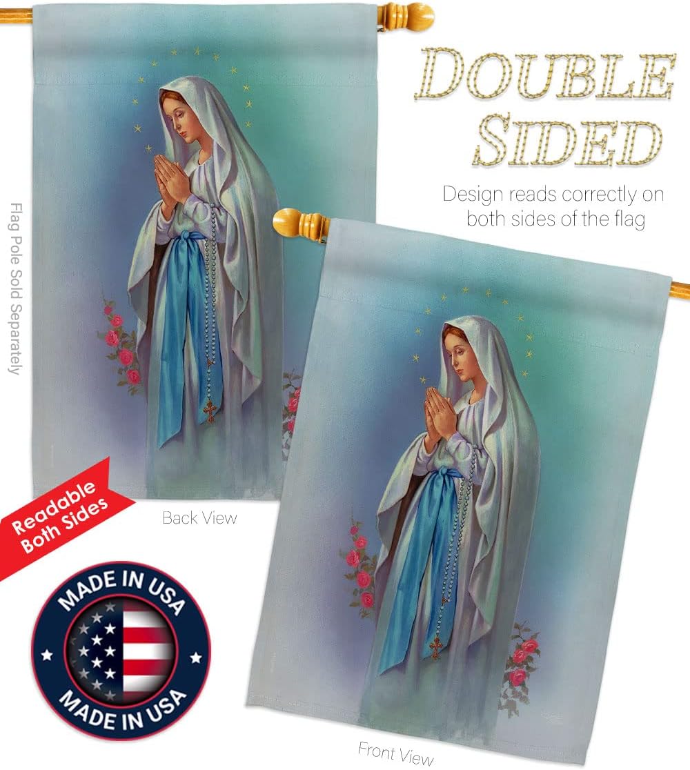 Breeze Decor - Our Lady of Grace Inspirational - Everyday Faith & Religious Impressions Decorative Vertical House Flag 28" x 40" Printed in USA