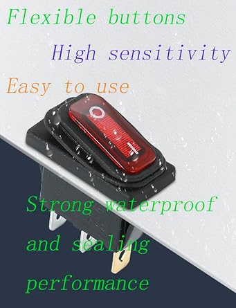 20A 125V AC 3 pin 2 Position Waterproof Red Lighted Rocker Switch