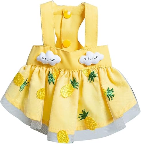 Vestido para perro con manga abombada, amarillo limón, girasol, piña, a cuadros, ropa de verano para perros pequeños y niñas