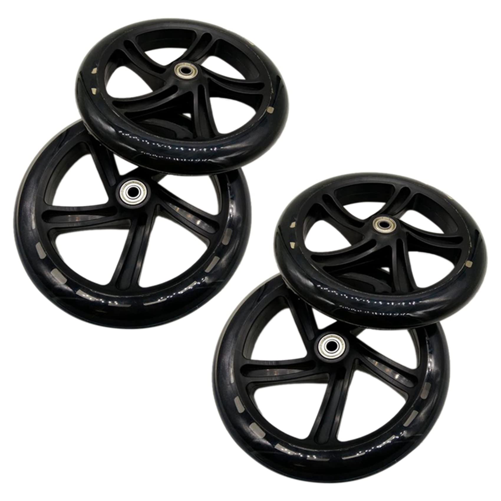 4 Stück Rollerrad 200 mm Pu Material RadstäRke 30 mm Abec-7 Kugellager Rollerzubehör,Transparent Schwarz