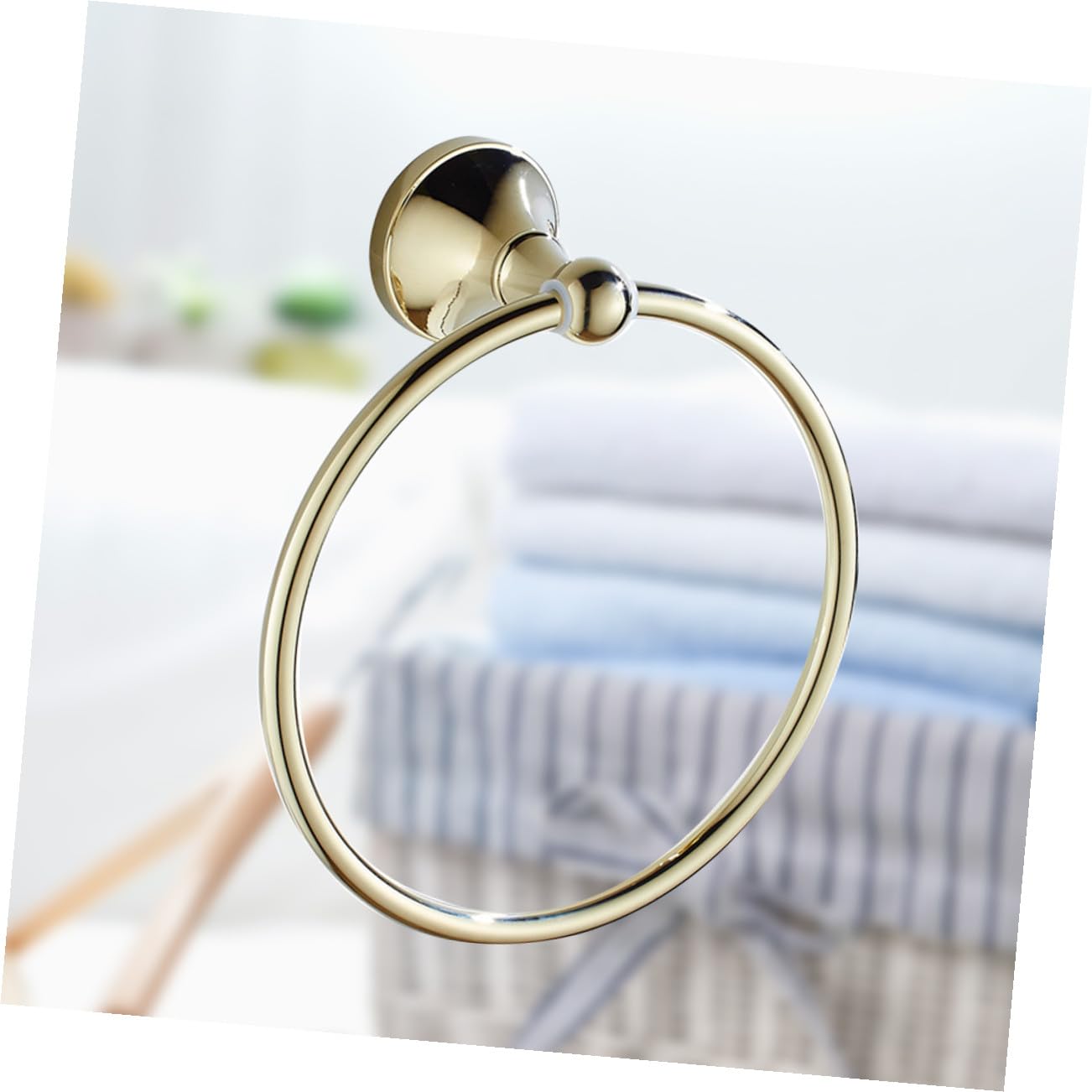 Operitacx Accesorios De Hardware Toallero De Aro Redondo para Baño De Latón Chapado Antiguo Cepillado Aro para Toalla Colgante