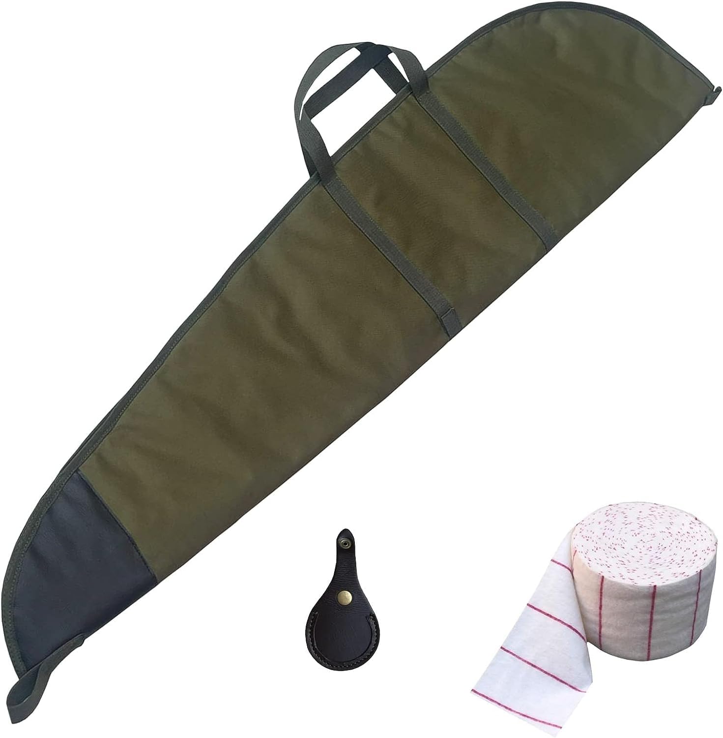 AMI Tactical Air Rifle Gun Case | Water Resistant Shotgun Case Bag with Shoulder Strap for Scoped Rifles | Leather Toe PAD Protector Rest and Rifle Cleaning Flannel Cloth Patches