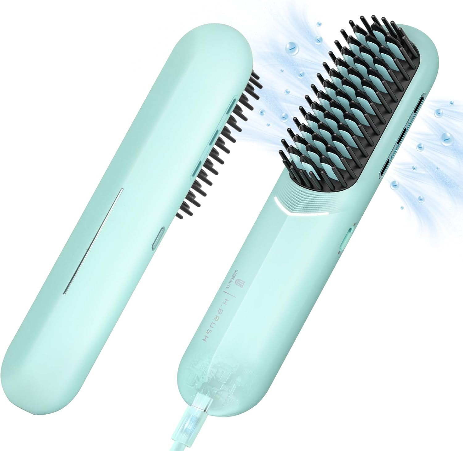 Cordless Hair Straightener Brush – [200M Negative Ions] Webeauty Porta Straightening Brush for Women, Fast Heating Straightener Mini Travel Europe Dual Voltage Car Outdoor USB Rechargeable, Blue