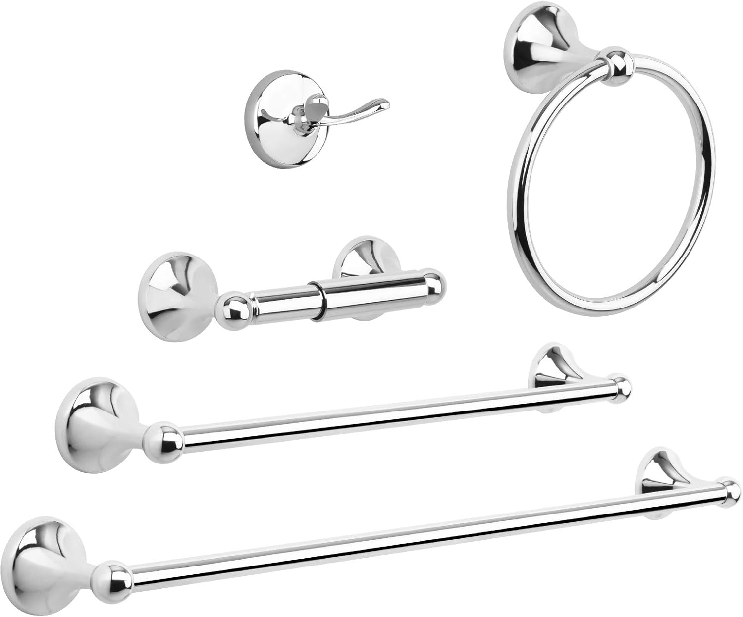 USHOWER Polished Chrome Bathroom Hardware Set, Includes 24 Inch Bath
