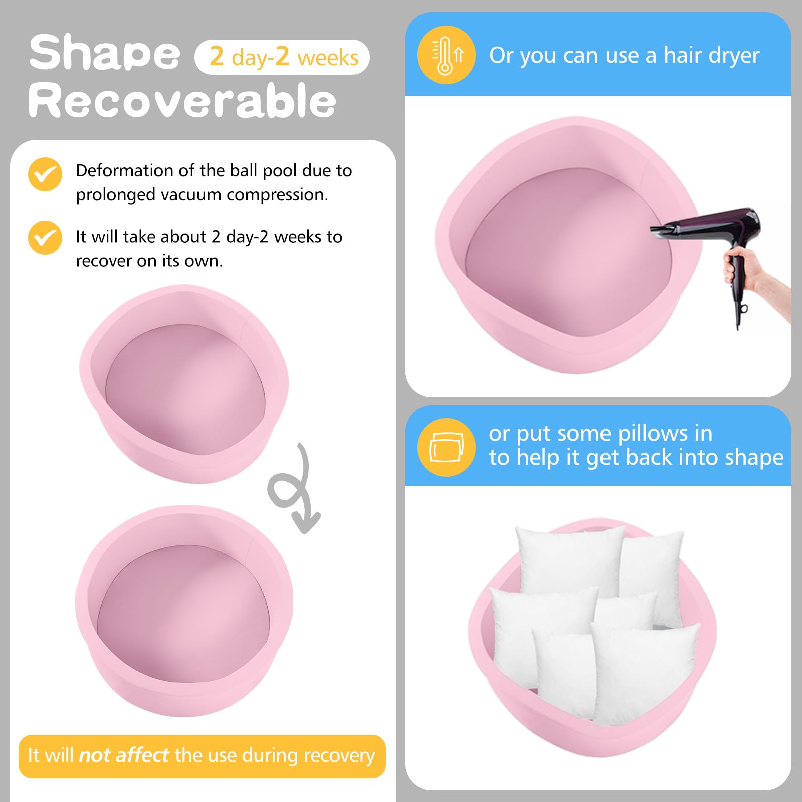 SHJADE Piscina de bolas de espuma de 47.2 x 13.8 pulgadas, pozos de bolas grandes para niños pequeños, piscina redonda suave para niños, regalo ideal para juegos en interiores y exteriores, rosa
