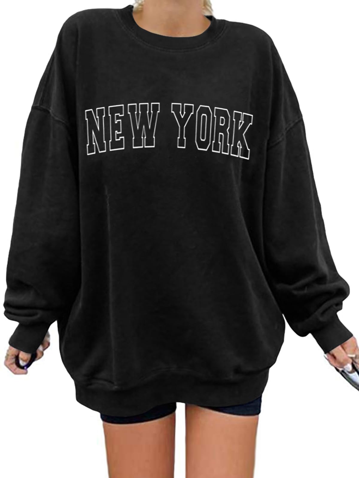 Langwyqu Women's Oversized Sweatshirt Los Angeles California Crewneck Long Sleeve Casual Loose Pullover Tops