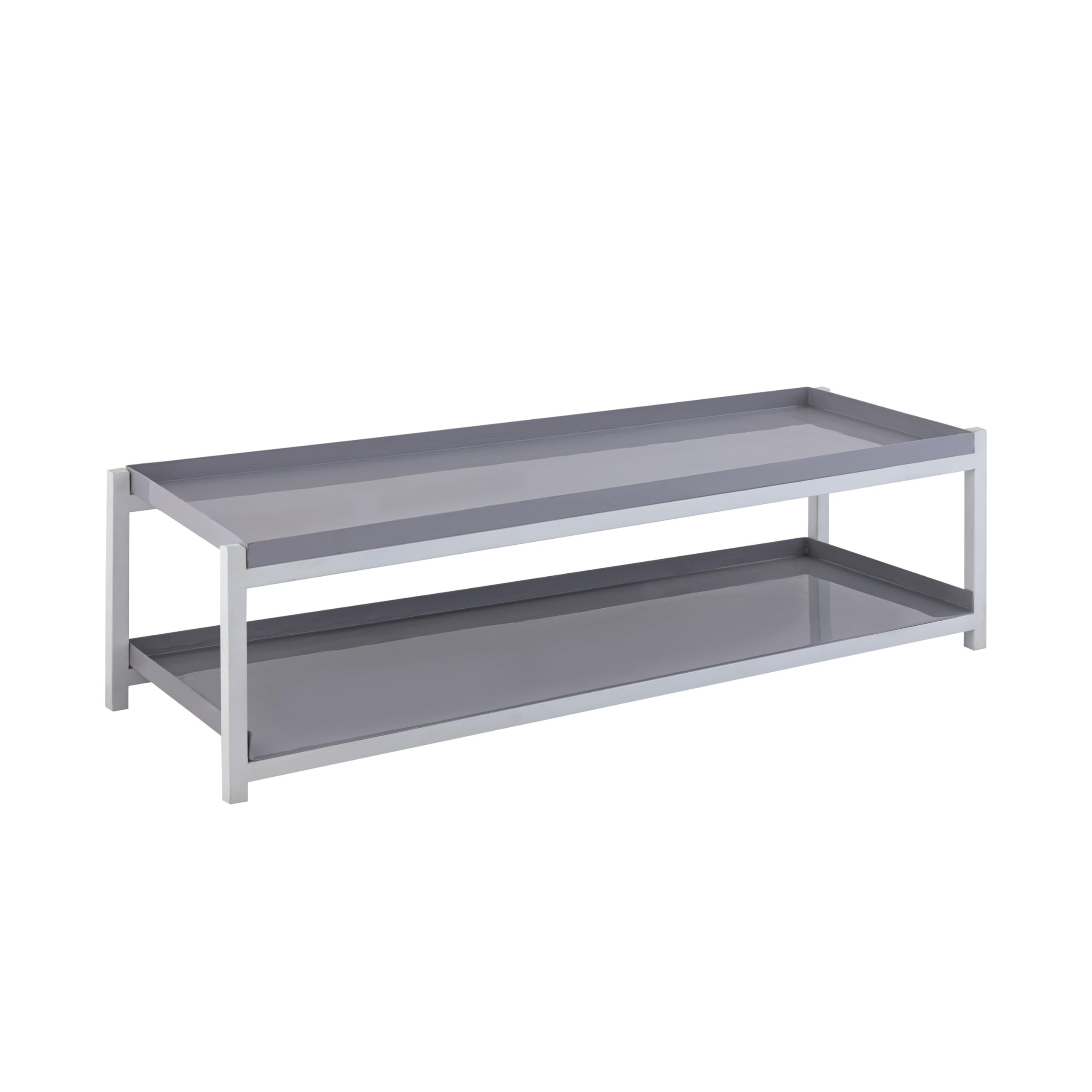 Happimess Scarpiera Industriale Compatta In Ferro, 2 Ripiani, 6 Paia, Colore Grigio/bianco, Per Ingresso
