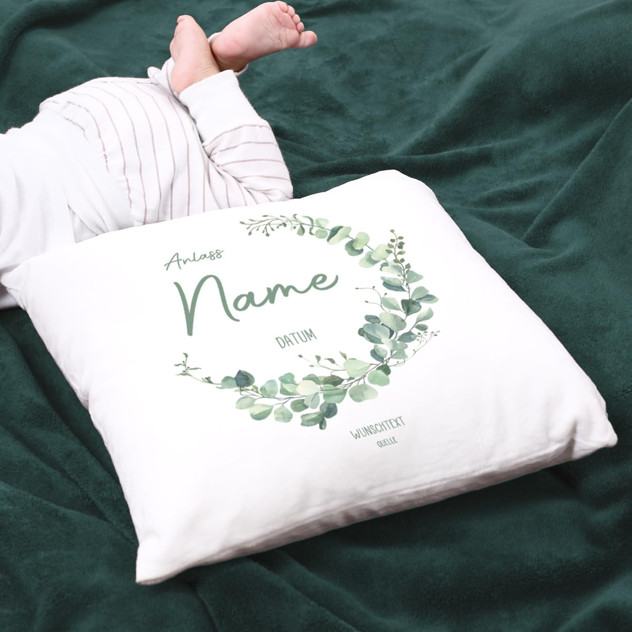 Zierkissen 40x40 Cm Mit Arche Noah Motiv – Personalisierbar Mit Namen & Datum, Perfekt Als Taufgeschenk
