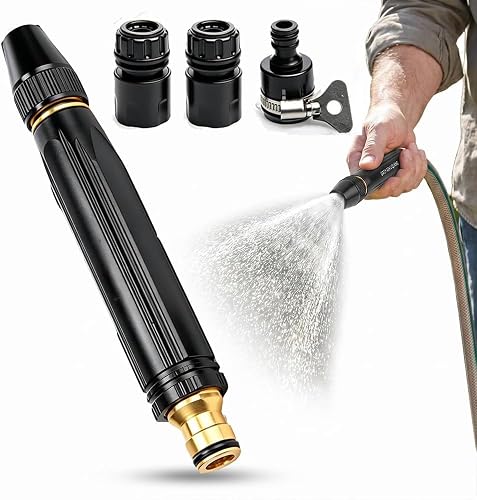 High-Pressure Hose Nozzle Metal Fits Garden Hoses with 3 Spray Modes (Jet/Mist/Shower), Heavy Duty Metal Direct Spray Hose Gun for Watering Plants, Lawn, Car Washing, Patio, Pet 1PCS