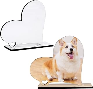 1 Pack Sublimation Blank Picture Frame Wood Heart Heat Transfer Photo Frames for DIY Picture Prints Office Home Decor Desk Table Top Displsy