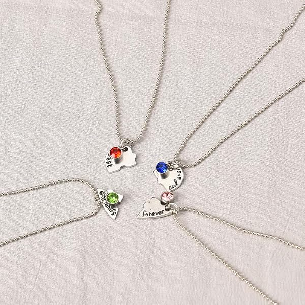 Sisadodo Best Friends Forever and Ever Necklaces for 4 Girls Heart Matching Bff Necklaces for Sister Friend Christmas Birthday Gifts for Women Teen Girl Friendship Necklace 4 Pcs by Sisadodo - Image 6