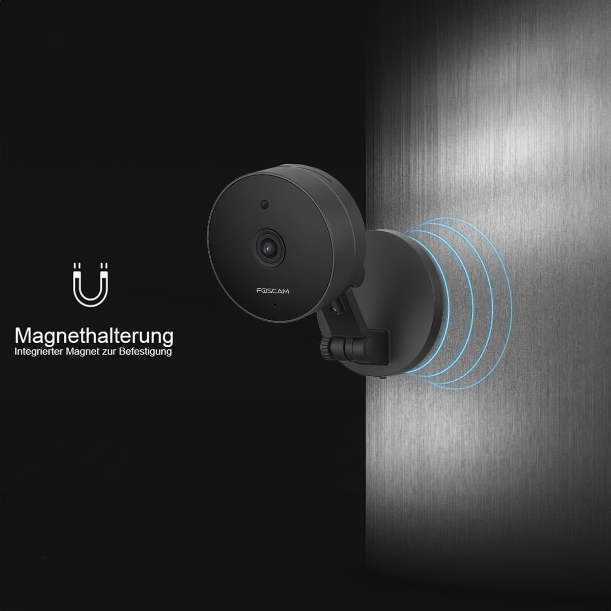 Foscam C5M 3K 5 MP dwuzakresowa kamera do monitoringu Wi-Fi z noktowizorem do 8 m, dwukierunkowe audio, wykrywanie hałasu i ruchu, kompresja wideo H.264+/H.264 (czarna)