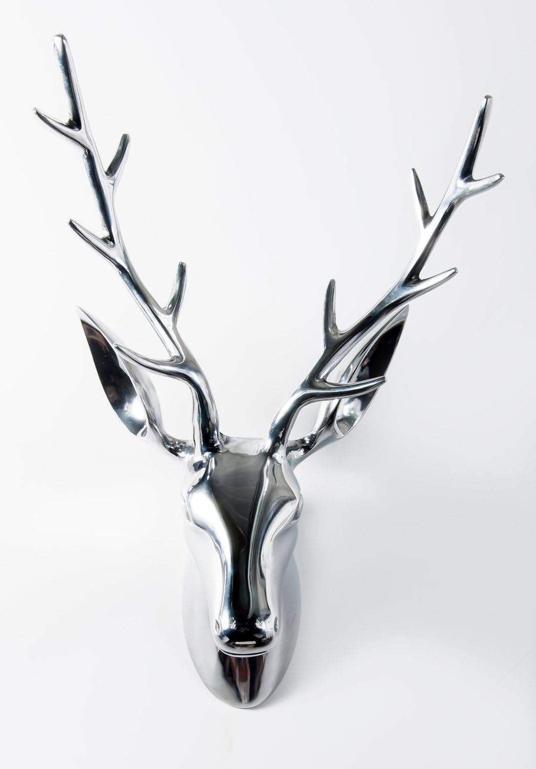 Rudolph the Polished Aluminum Deer Stag Head - Wall Mount Trophy Gift