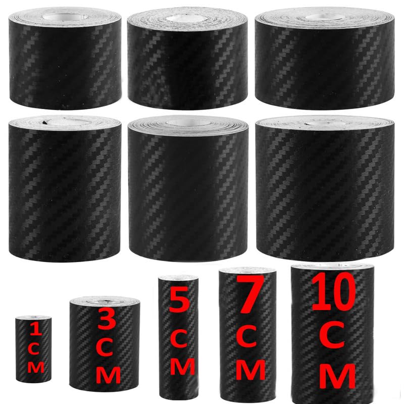 Autofolie DIY 3D Kohlefaser Autoaufkleber Türschwellerschutz Stoßstangenband Autoschutzstreifen wasserdichte Schutzfolie 1/3/5/7/10M Auto Folie(3CM,7M)
