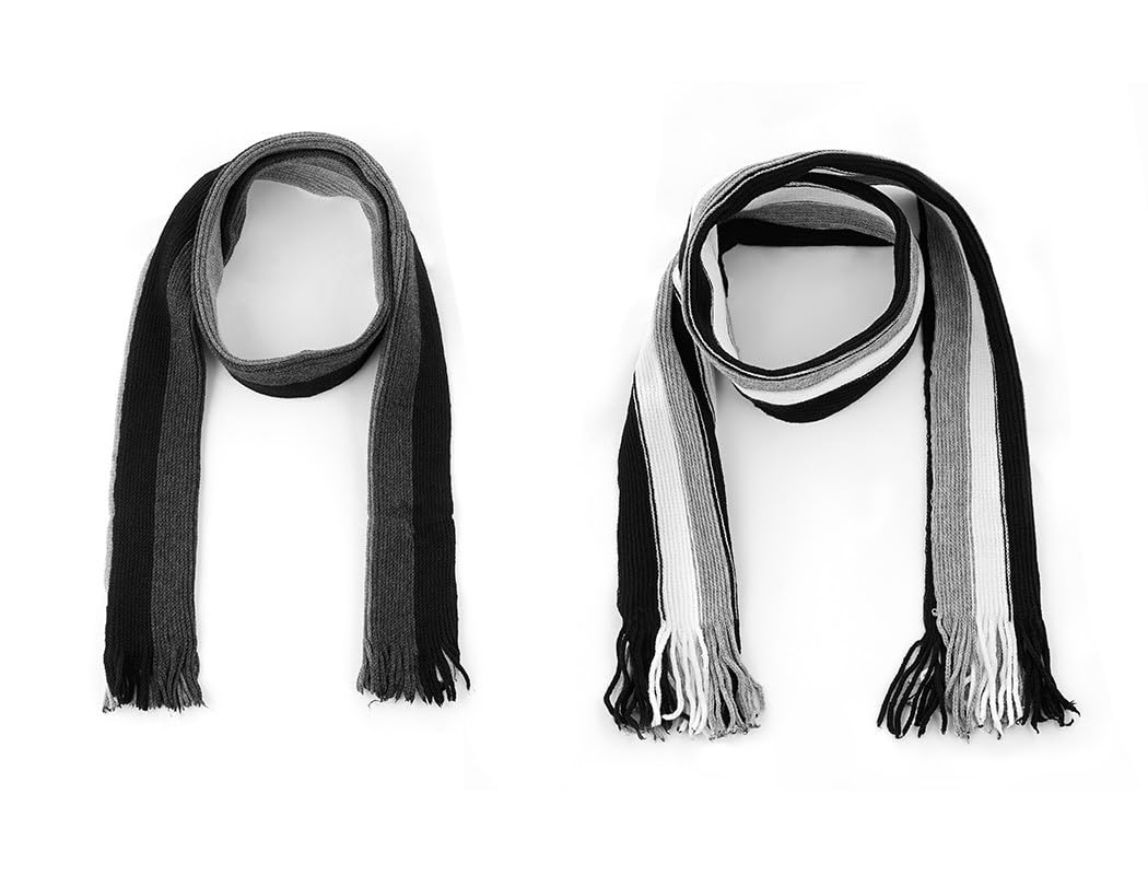 kalaneet Men & Women Casual Self Design Solid Acrylic Woolen Muffler/Scarf/Stole for Winter, Size free (Combo) (Muffler White&Black 5)-picture-28