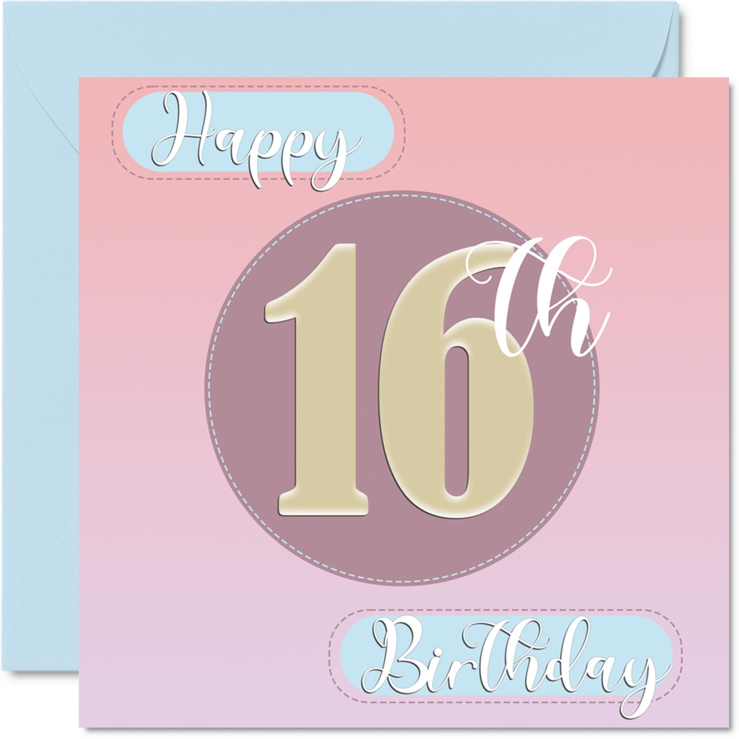 16th Birthday Cards for Girls - Sewing Stitch - Happy Birthday Card for 16 Year Old Girl Granddaughter Niece Daughter Cousin, 145mm Bday Greeting Cards