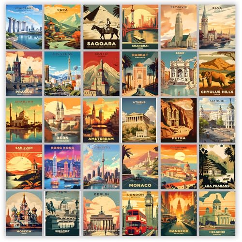 Image of Wallgasm Travel Wall Collage Kit - Pack of 30, 10x15cm Posters - Aesthetic Room Decor Item | Posters for Bedroom, Livingroom Decor | Office Decor Item Mini Poster Set