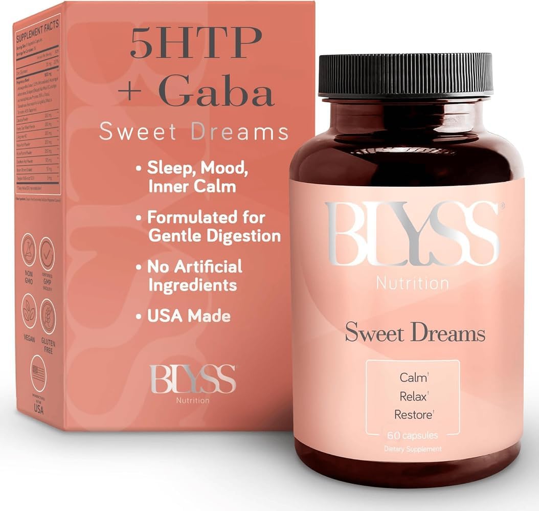 Sweet Dreams: 5-HTP (5-Hydroxytryptophan) Plus GABA Supplement - Sleep, Mood & Stress Management - 60 Veggie Caps