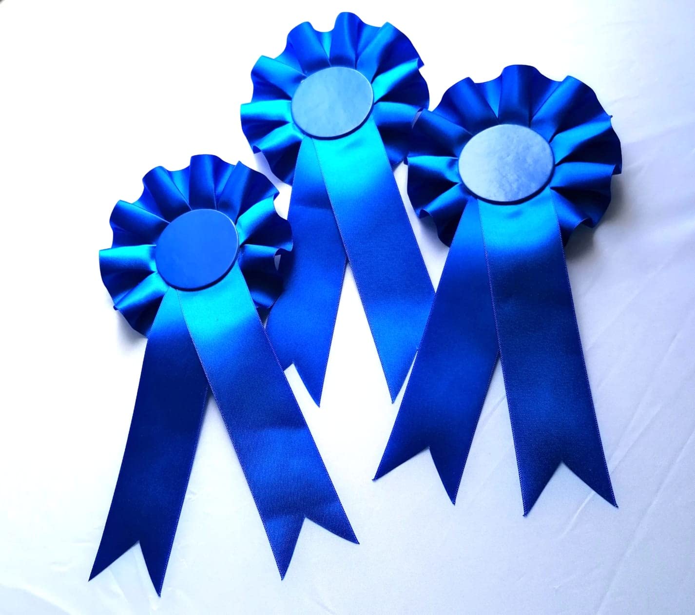 10 X 1 Tier Blank Rosettes In Satin Blue Rosette Pins School Prizes Sports Celebration Sport Prizes School Competitions Funerals Birthdays Occasions School Awards Sporting Awards Pin - Image 2