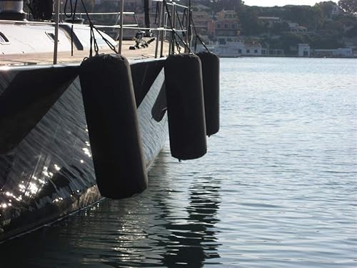 Miniatura 7 de QOGIR Fundas de guardabarros de barco premium cubiertas negras para guardabarros para barcos, se adapta a guardabarros de barco para guardabarros de