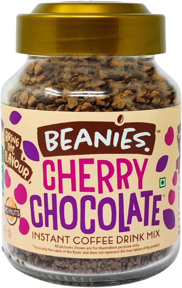 Beanies Cherry Chocolate Flavoured Instant Coffee | 50g | Freeze Dried Coffee with Cherry & Chocolate Flavour