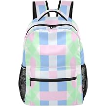 Watercolor Pastel Plaid simple modern backpack kids with big books bag for women mochilas para ni?a
