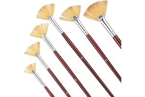 Prasacco 6 Pieces Artist Fan Paint Brushes for Acrylic Painting