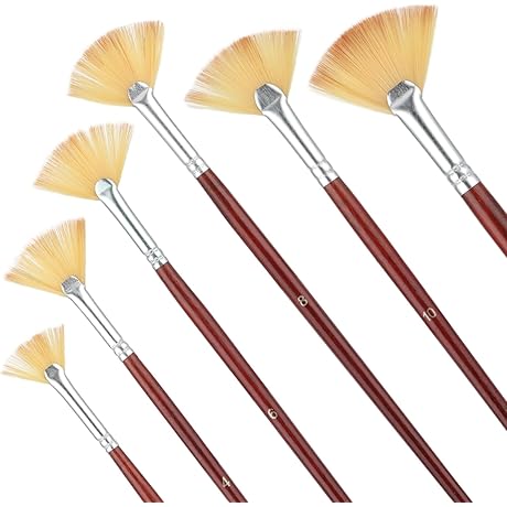 Prasacco 6 Pieces Artist Fan Paint Brushes for Acrylic Painting