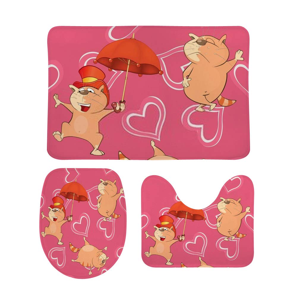 Tapis de bain antidérapants lot de 3 ambiance chaleureuse motif chats