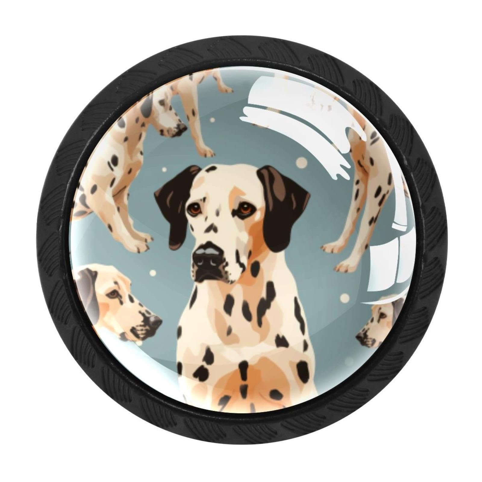 Chenzzzz Multicolored 08 4Pcs Spotted Dog Drawer Knobs Black Cabinet Knobs Cupboard Handles Hardware Round Door Pull Handle For Cabinet Wardrobe Drawer Bedroom Bathroom Furniture