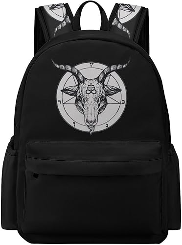Baphomet - Mochila de viaje con cabeza de cabra satánica, ligera, de 16.5 pulgadas, para computadora portátil, mochila casual para hombres y mujeres