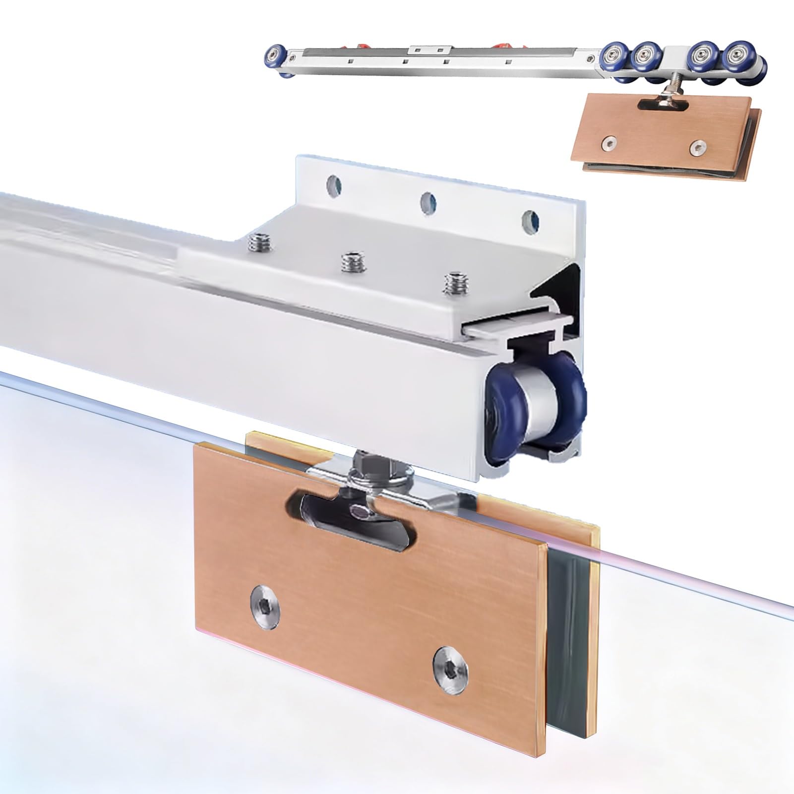 Rail de porte de poche coulissante en verre pour cloison