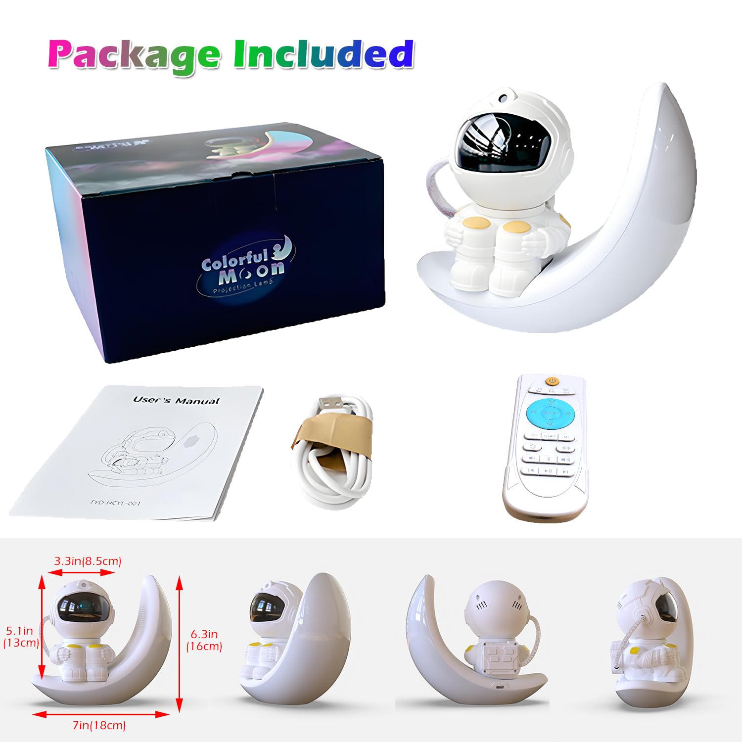 Proiettore Galaxy – Proiettore astronauta Galaxy con altoparlante integrato, proiettore stella remoto per camera da letto e soffitto, luce notturna per bambini, adulti, decorazione per feste/stanza