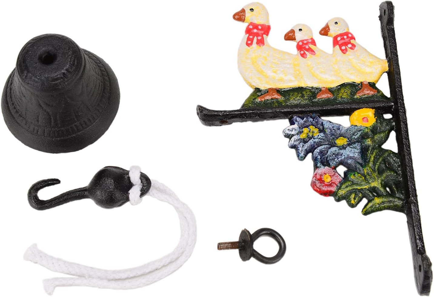 BRASSTAR Cast Iron Door Bell Colorful Ducks Shape Dinner Bell for Outdoor Front Door, Porch, Wall Mounted Vintage Indoor Outdoor Farmhouse Decor TQGJPT1226