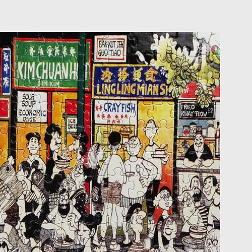 Image of Jigsaw Puzzle Rectangular 280 Pieces - Street Singapore Theme by Mario Miranda Fun & Challenging Mind Games Puzzle Game Activity for Adults & Kids - Education Toy