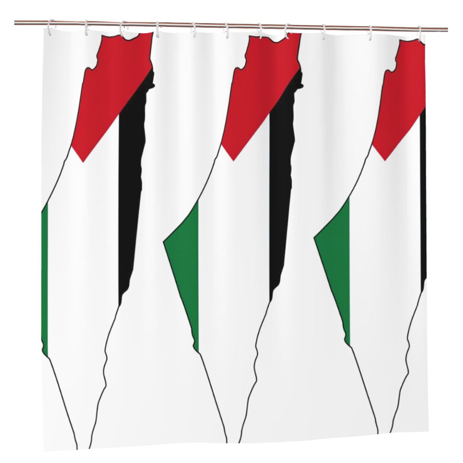 Rideau de douche Palestine en polyester imprimé 183x183 cm avec ses 12 œillets
