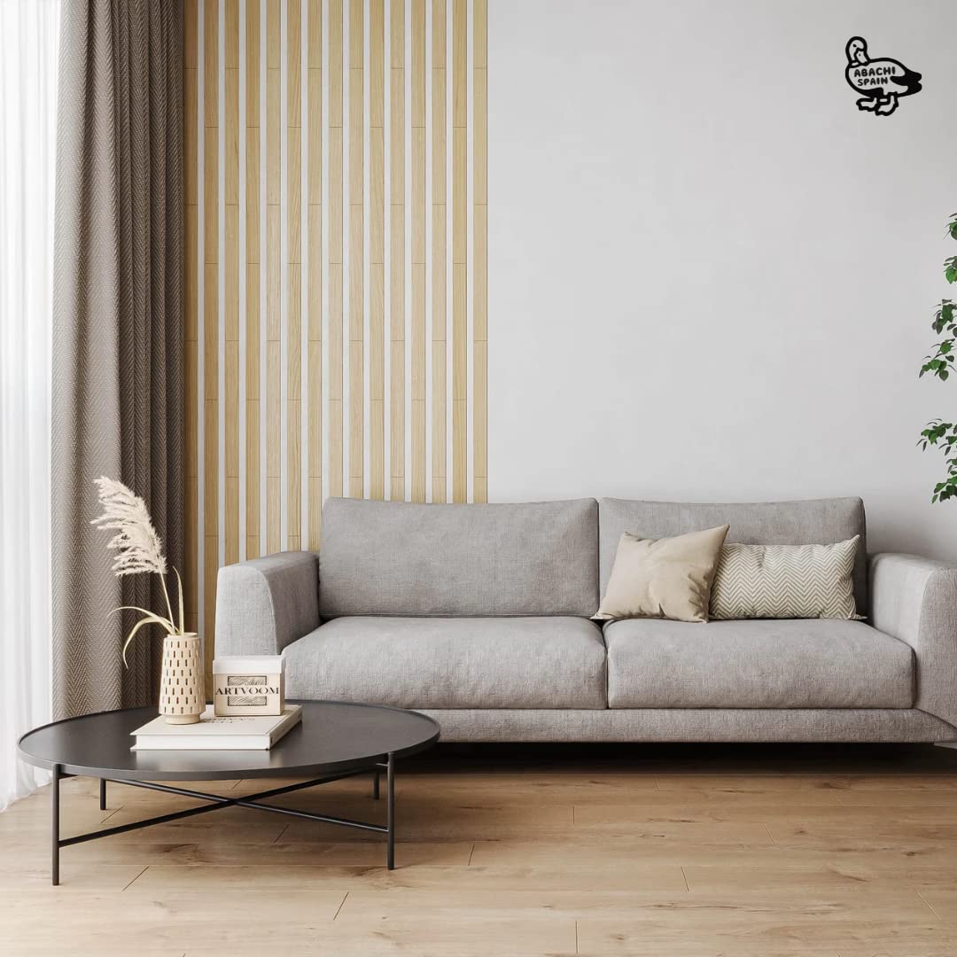 Listones Decorativos de Madera Autoadhesivos. Instalación Fácil con Cinta 3M. Paneles Techo y Pared. Pack 30 Uds, Varios Tamaños. Decoración y Calidez Hogar
