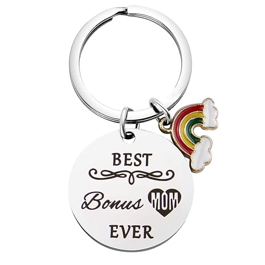 Fudragtn Mother Keychain, Mother's Day Gift from Daughter or Son, Mom Birthday Christmas Day Gifts for stepmom or Mother in Law - Best Bonus Mom Ever