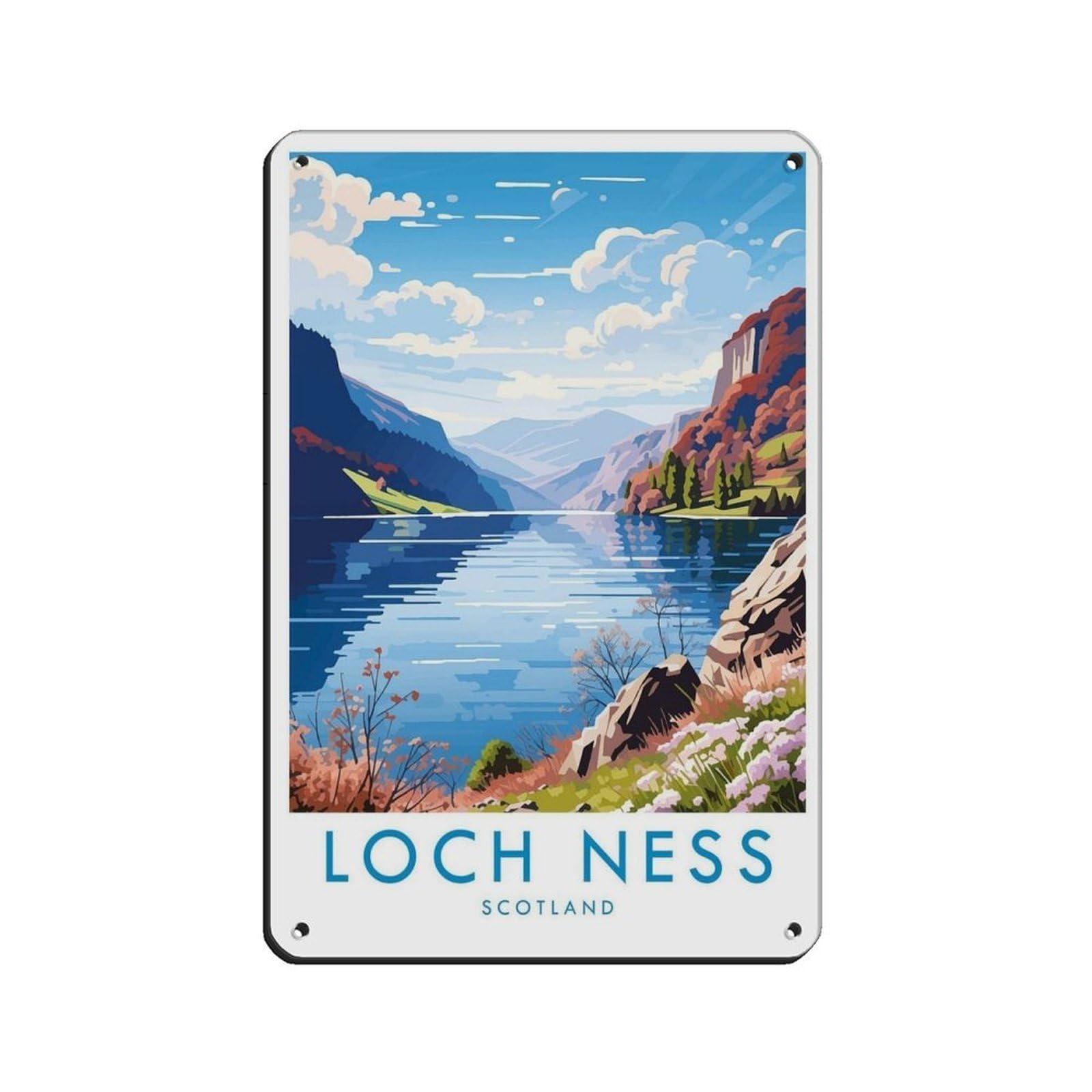 Loch Ness Travel, Scotland Travel Decor Tin Sign Vintage Metal Pub Club Cafe Bar Home Wall Art Decoration Poster Retro 8x12inch(20x30cm)