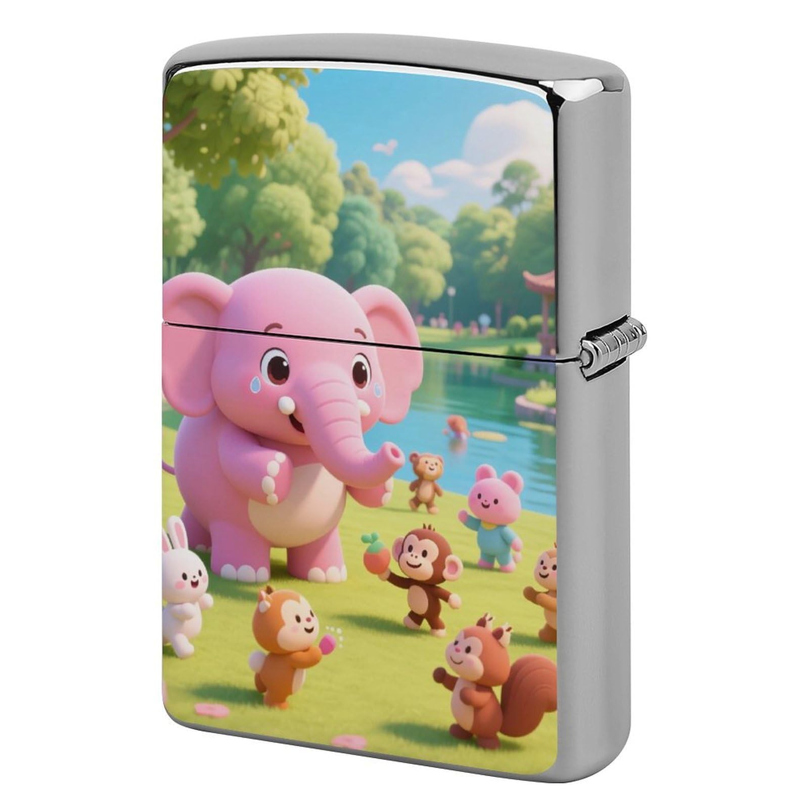 Cute Elephant Lighter Case Cover Vintage Metal Lighter Sleeve Reusable Lighter Protective Cover Decorative Lighter Holder Birthday Gifts for Men Women