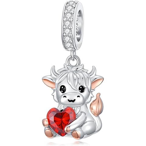 SIMONLY Animal Charms for Bracelets 925 Sterling Silver Highland Cow/Axolotl/Dragon/Dog/Cat Charms Animal Beads for Jewelry Making for Women Christmas Mothers Day Gifts