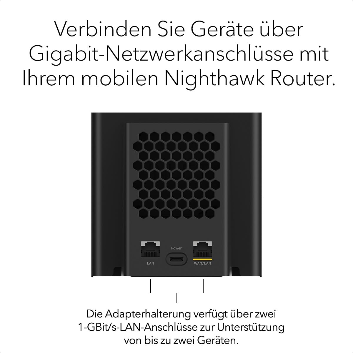 NETGEAR Nighthawk 2-Port-Gigabit-Ethernet-Dockingstation (MD200) – Stromversorgung und kabelgebundene Verbindungen für Nighthawk M7 Ultra oder Pro, M7, M6 Pro, M6 oder M3 Mobile Router aktivem Lüfter