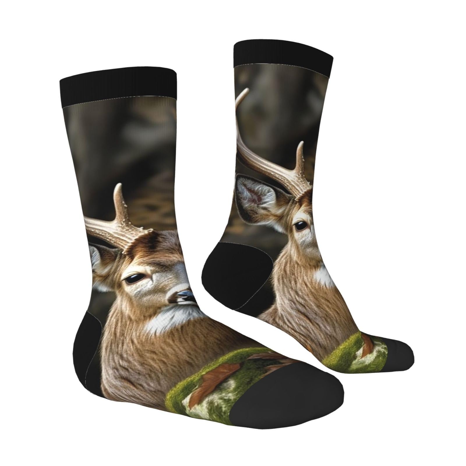 LZQPOEAS Camouflage Deer Athletic Socks Unisex Cushioned Crew Socks Hiking Running Calf Sock Soft Above Ankle Sock
