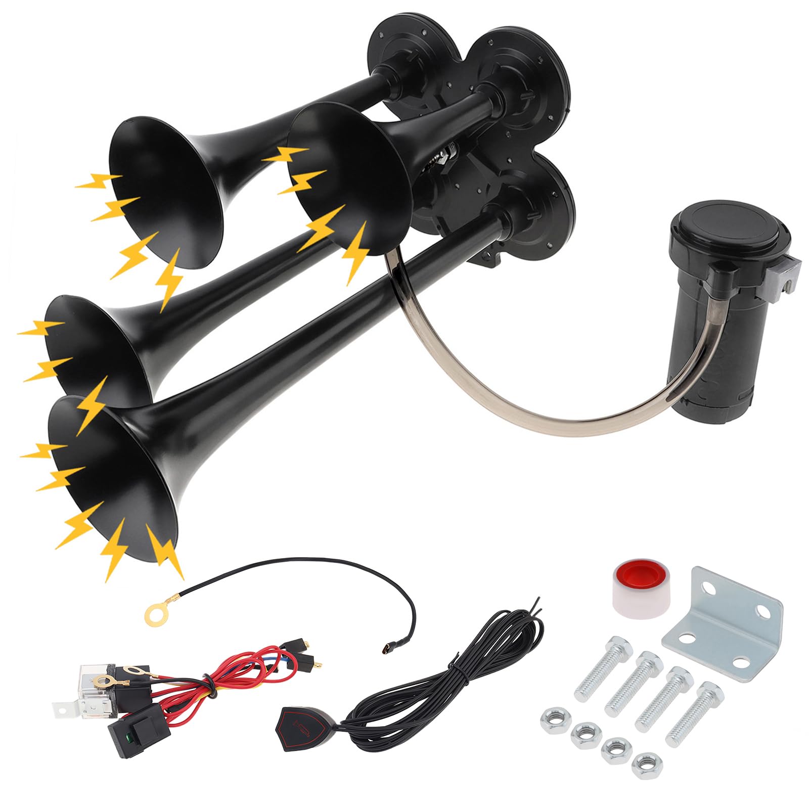 12V Air Horn Kit Dual Trumpets 150DB Super Loud Car Electric Horn 12V Vehicles Trucks Pickup Trains Cars Boats Speaker I4322472426 - View #9