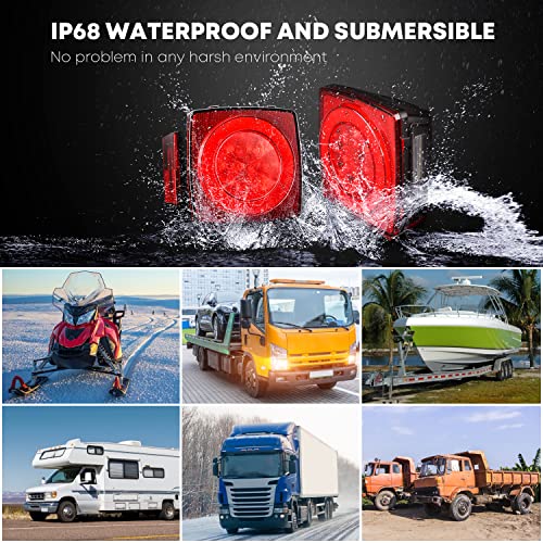 Kohree 12V Led Trailer Light Kit, Super Bright Boat Submersible Trailer Tail Lights, Ip68 Waterproof Led Trailer Lights With Wiring Kit For Camper Truck Rv Marine Snowmobile Under 80 Inch #TOP2
